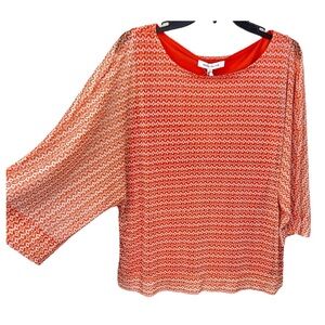 NWT Rose+Olive Orange mesh oversized blouse top S